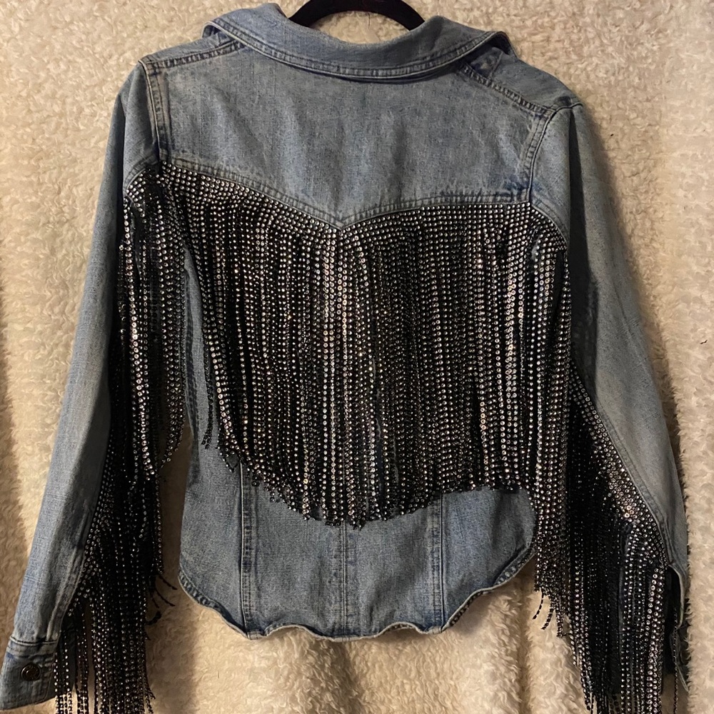 Blingged fringe jacket